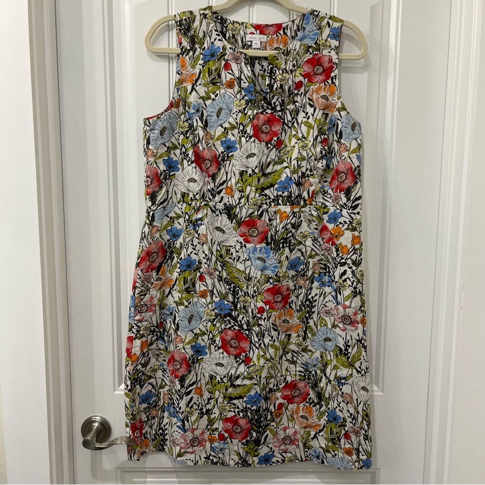 J. Jill Women’s Floral Print Sleeveless Knee-Length Linen Dress Size S